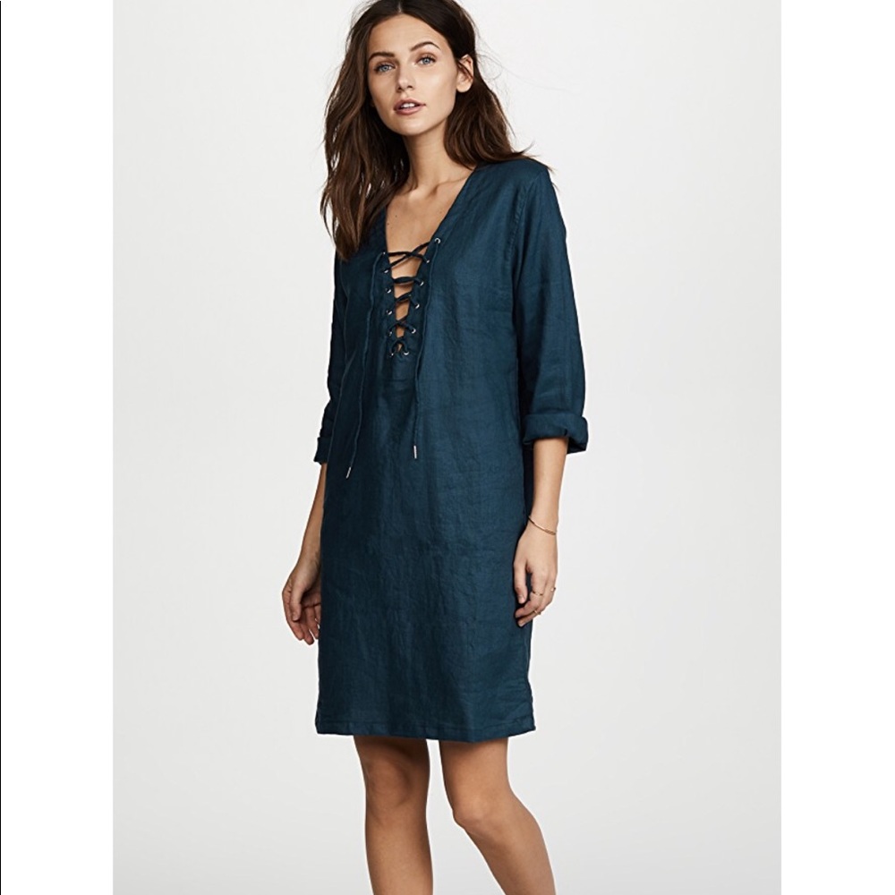 NEW • Mikoh • Malama Lace Up Linen Cover Up Dress
